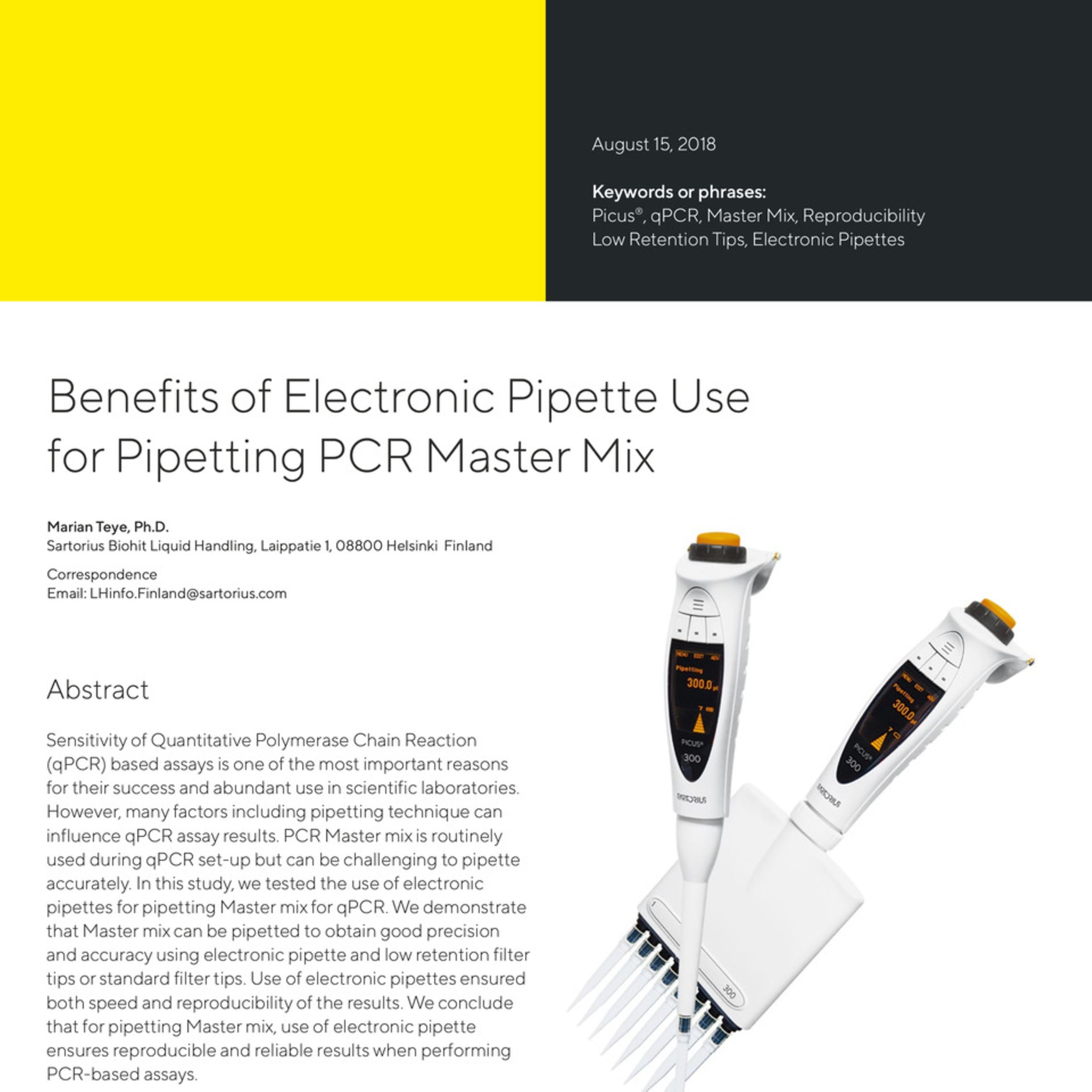 Benefits of Electronic Pipette Use for Pipetting PCR Master Mix
