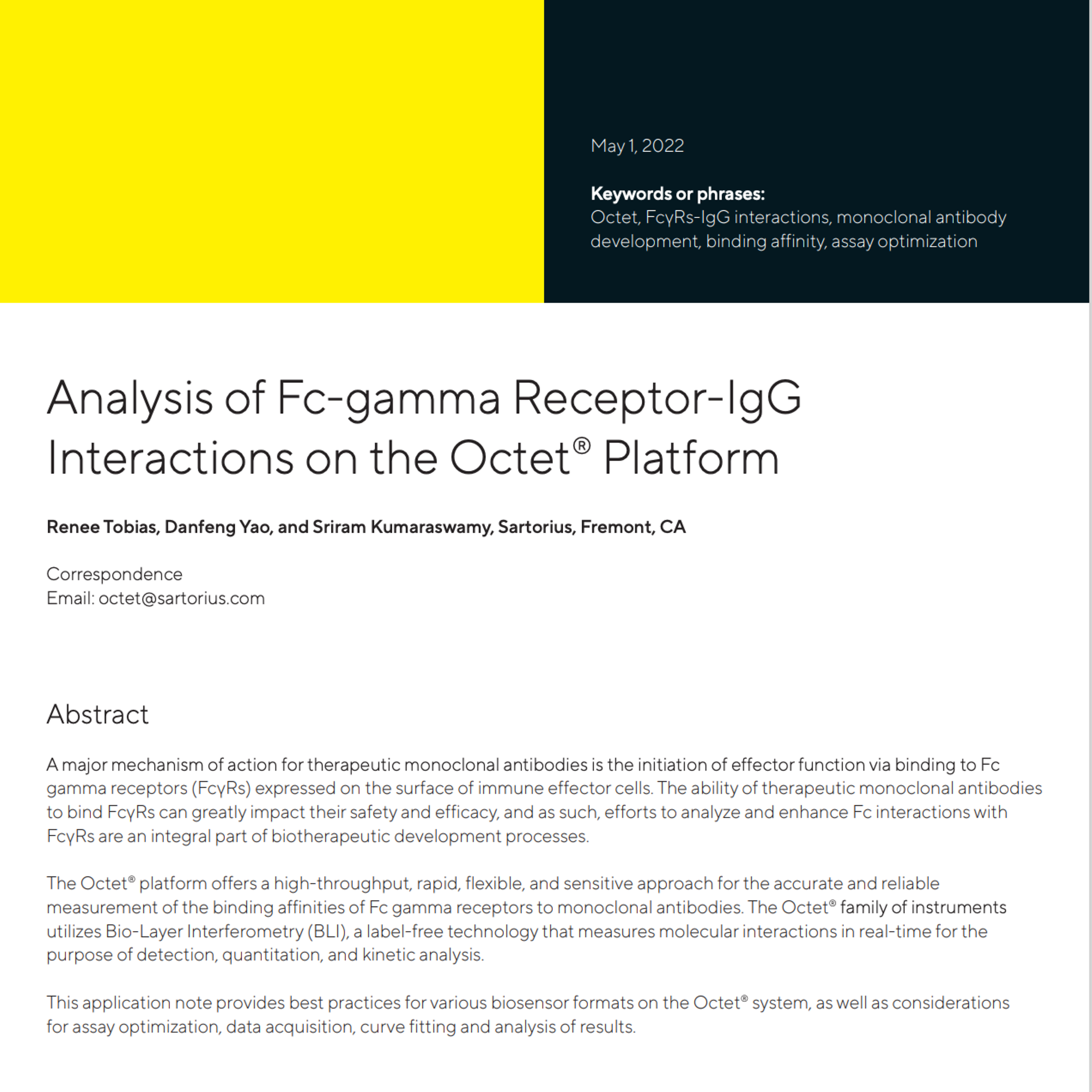 Analysis of Fc-Gamma Receptor-IgG Interactions on Octet Platform Thank You
