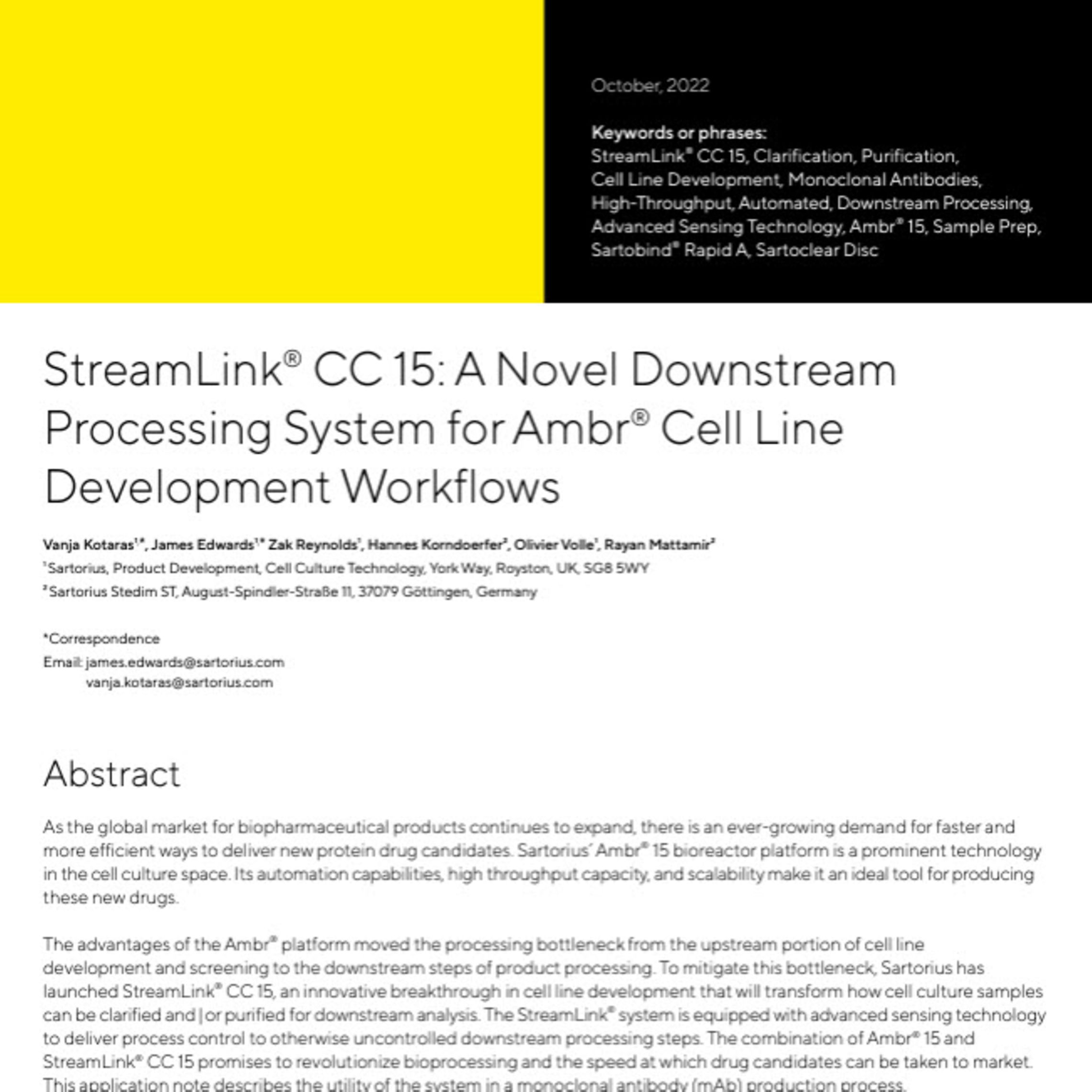A Novel Downstream Processing System for Ambr® Cell Line Development