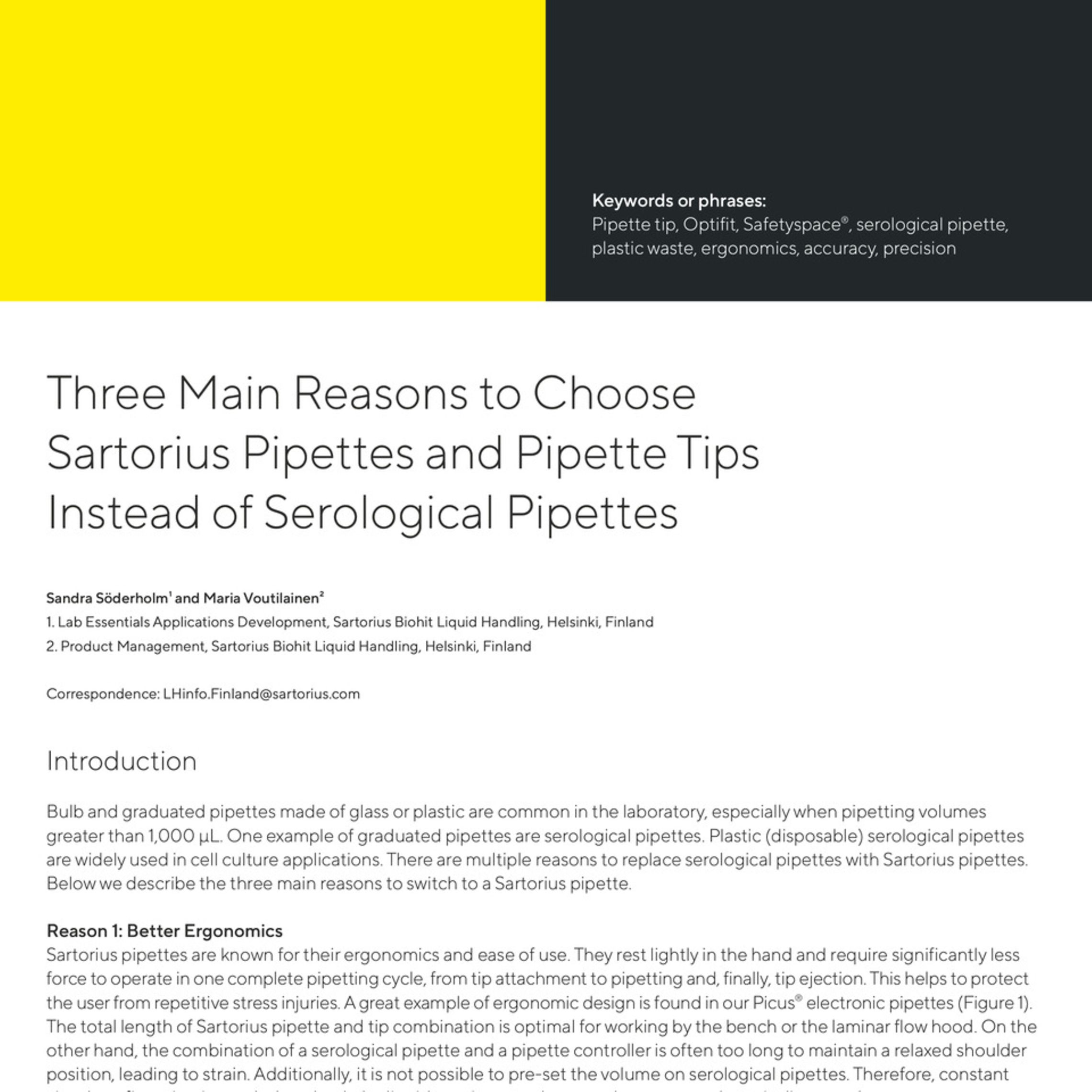 Three Main Reasons to Choose Sartorius Pipettes and Pipette Tips Instead of Serological Pipettes