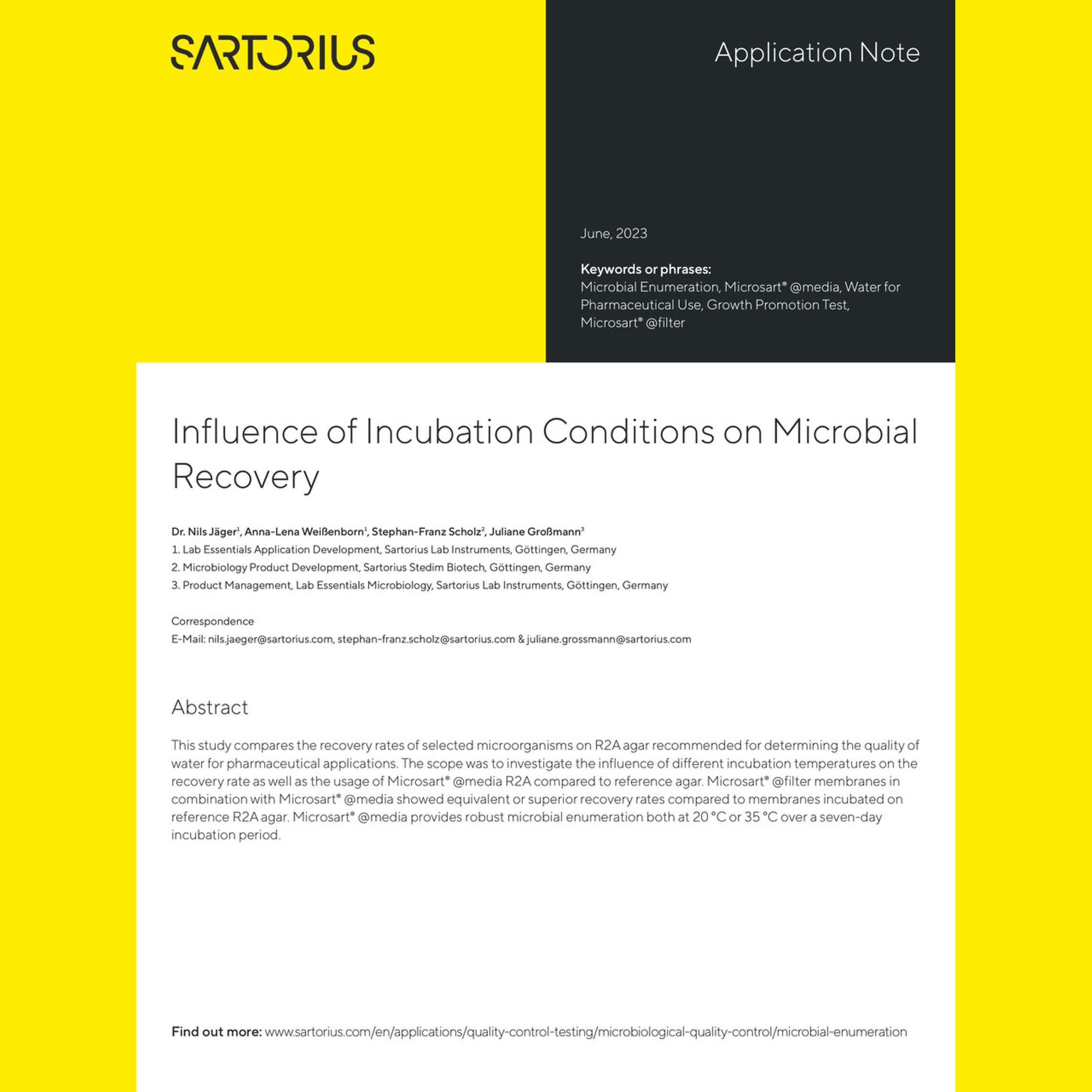 Influence of Incubation Conditions on Microbial Recovery Application