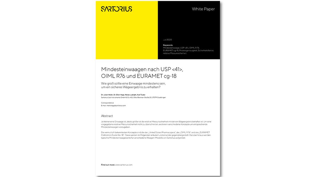 Minimum Sample Weights According to USP 41 Oiml r76 and Euramet CG18
