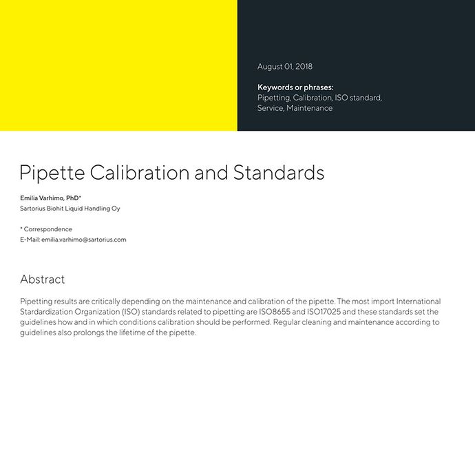 Pipette Calibration and Standards