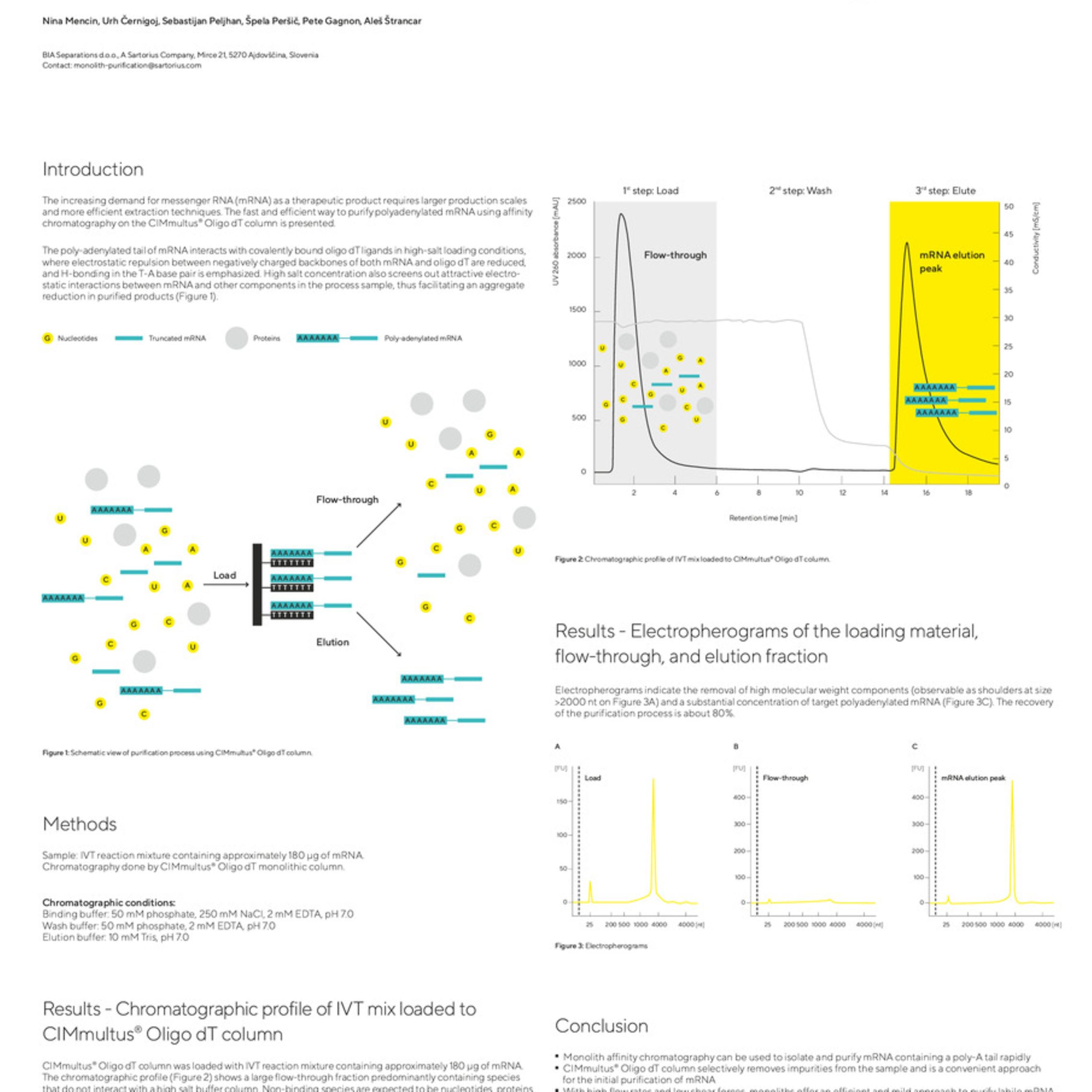Extraction of mRNA From IVT Mixtures With CIMmultus® Oligo dT Column